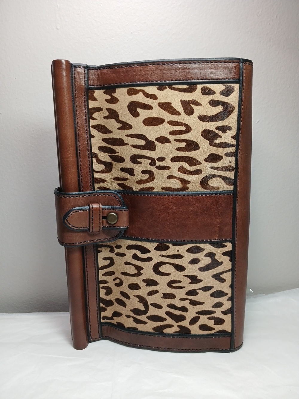 Fossil Brown Leather & Leopard Print Clutch - Picture 4 of 16